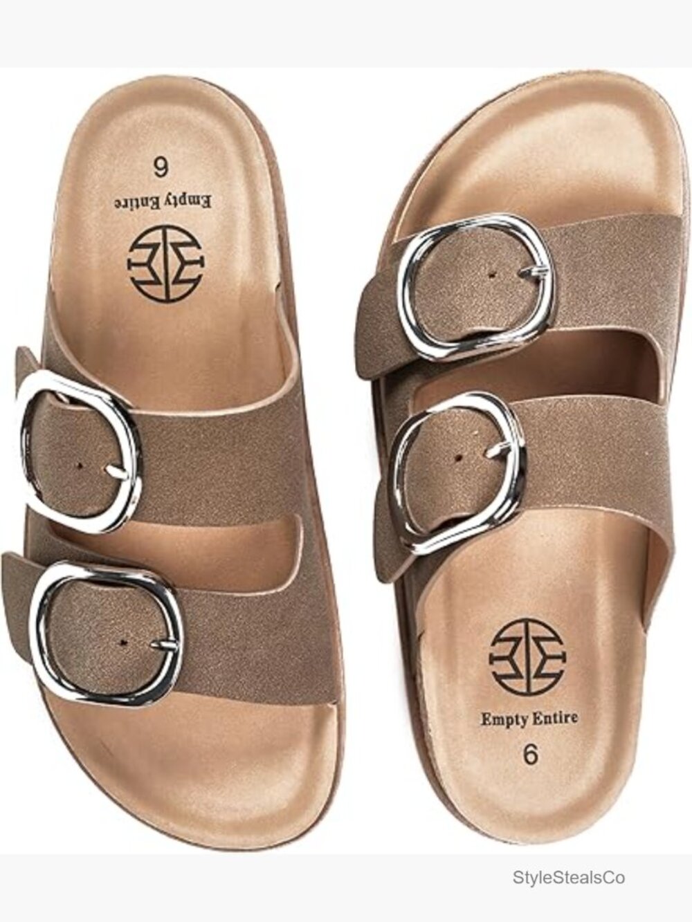 Slides Sandals Arch Support Metal Buckle Microfiber Suede Women Comfort